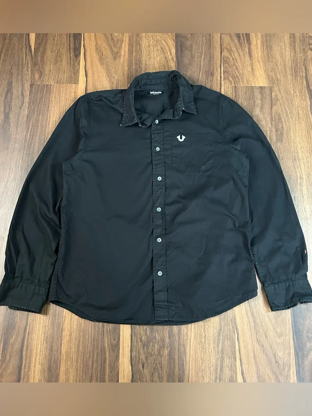 True Religion Black Graphic Button-Up Shirt